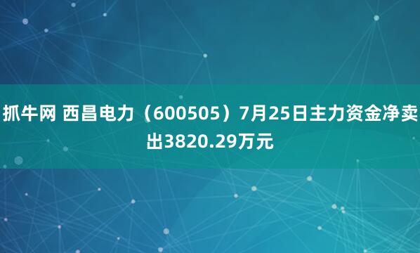 抓牛网 西昌电力（600505）7月25日主力资金净卖出3820.29万元