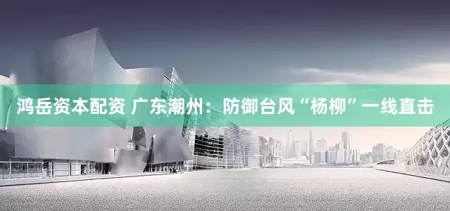 鸿岳资本配资 广东潮州：防御台风“杨柳”一线直击